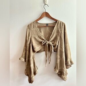 Khaki Tie-Front Blouse